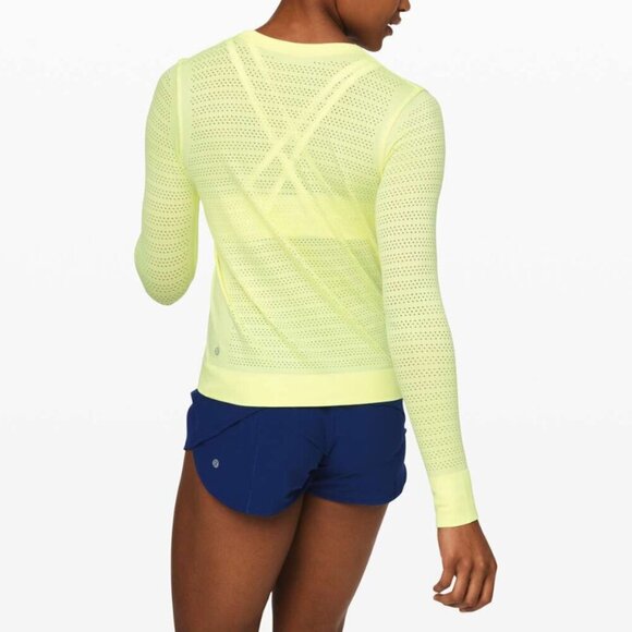 RARE Lululemon Run Relaxed Laser Cut Long Sleeve Neon Green 6 NWOT - Picture 4 of 12